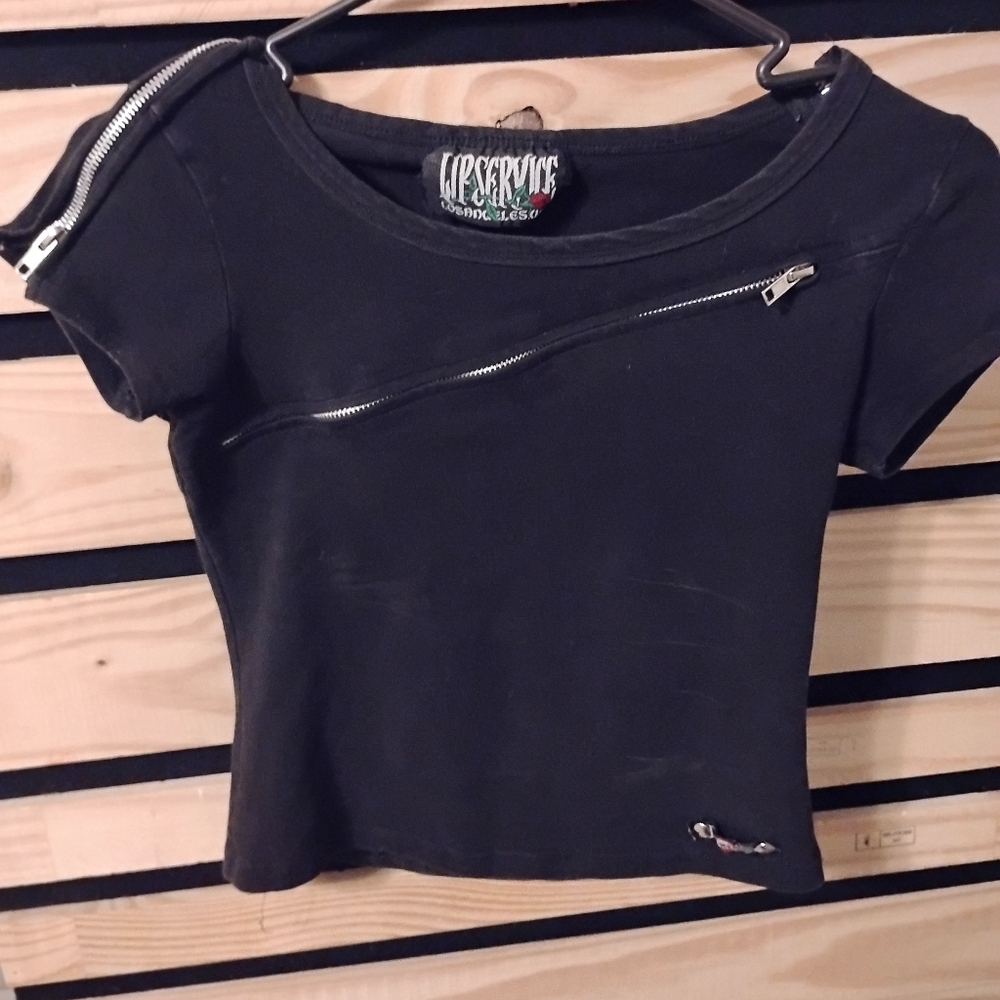 Vintage Lip Service zipper shirt